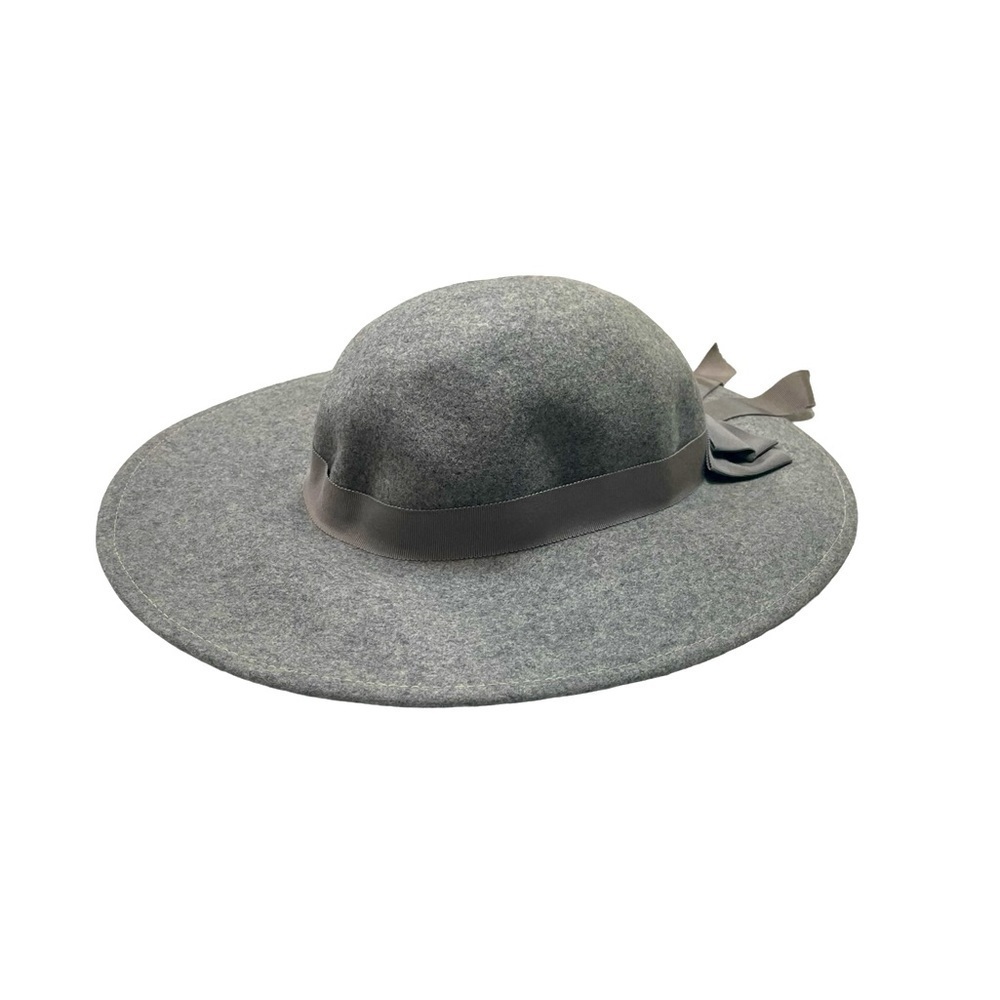 Vintage Gray Wool Hat Bow